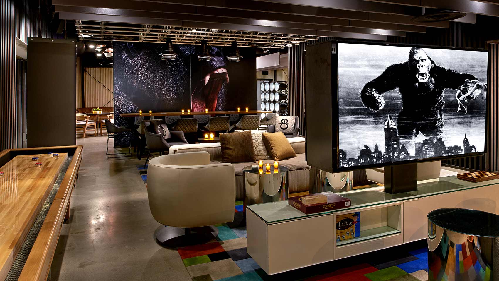 Sitting and game area of game room at Kimpton Hotel Palomar Beverly Hills